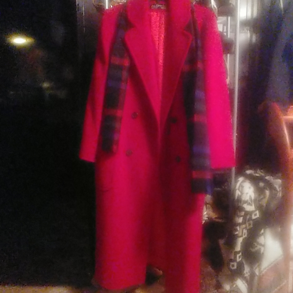 Womens long red dress coat